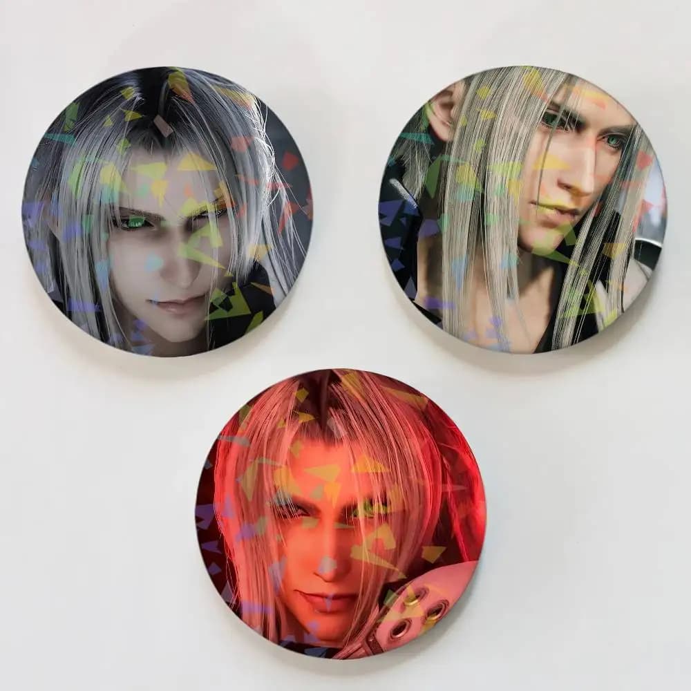 Sephiroth Game Final Fantasy VII Distintivo rotondo per accessori zaino Spille laser Regali di gioielli
