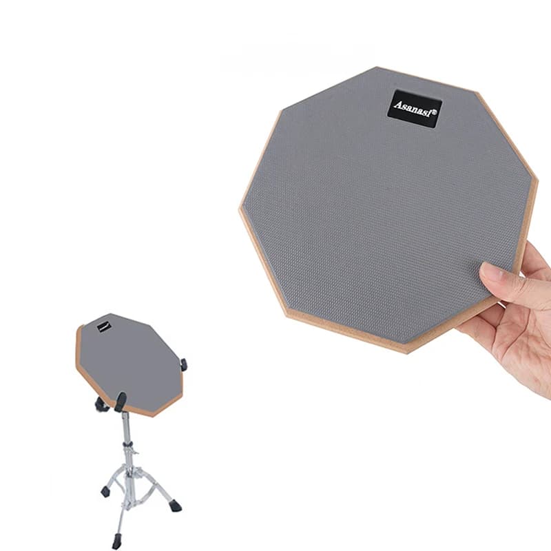 Tampone per esercitazioni per batteria in legno di gomma da 8 pollici con supporto regolabile Tampone per esercitazioni per rullante Tampone per batteria per allenamento ammortizzante