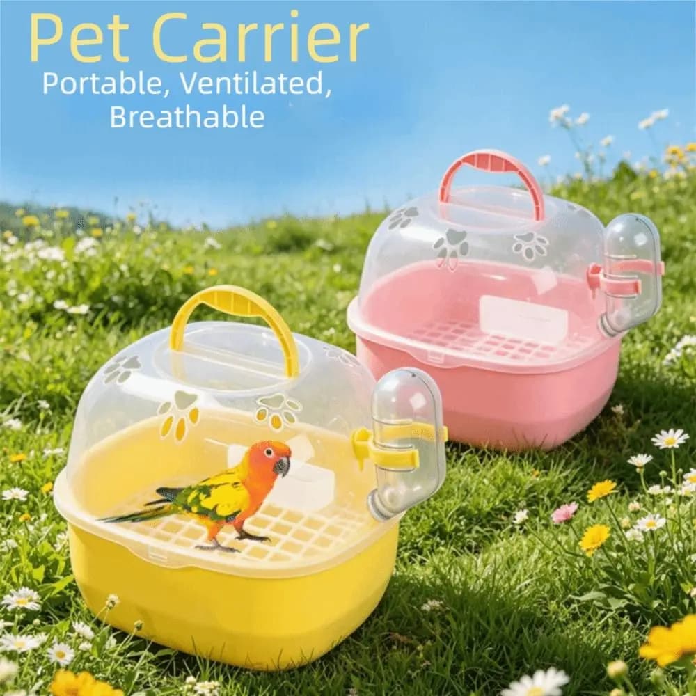 Transparent Travel Bird Cage Large Space Breathable Parrot Carry Box with Water Bottle Handheld Small Animal Carrier Small Pet
