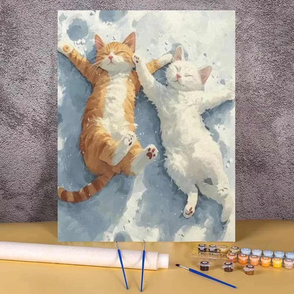 Oil Painting By Numbers Set Cartoon Cat Frameless Picture Number Drawing on Canvas Anime 40x50 Acrylic Paint Home Decor Wall Art