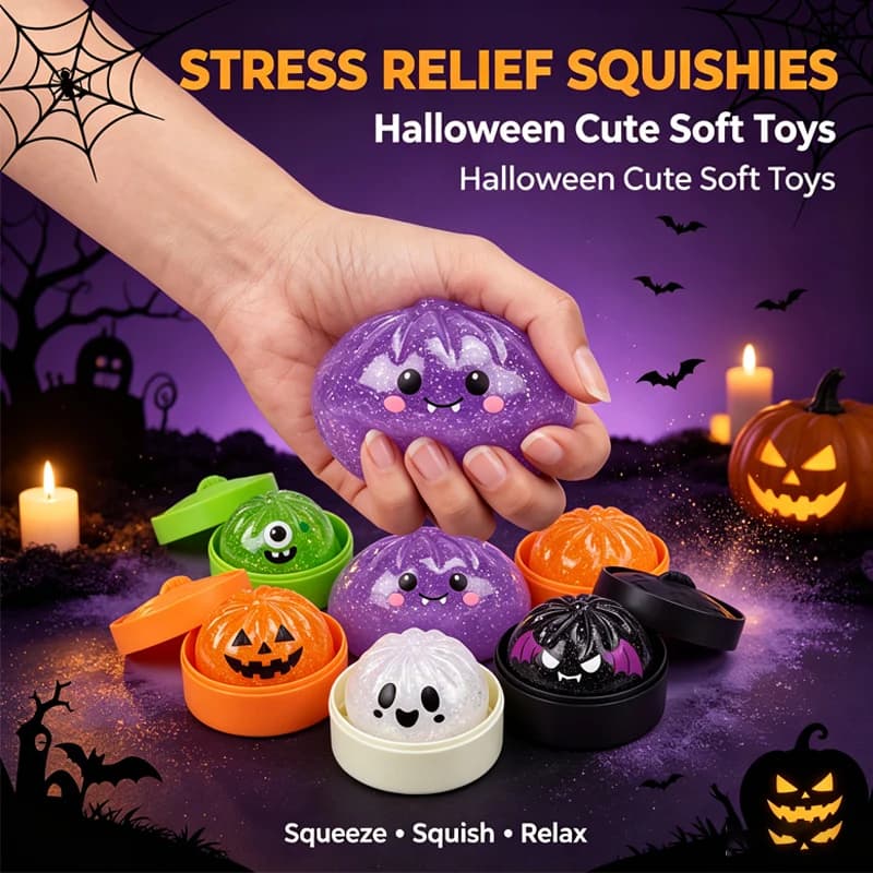 Funny Creepy Halloween Bread Squishy Toy Non-Sticky Slow Rebound Dough Pretend Play Stress Relief Fidget for Kids Adults Gift