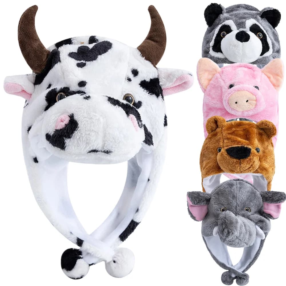 Nuovo stile unisex decorativo divertente 3D gatto stile animale cappello coppia sciocchezza berretto per uomo donna peluche inverno bel cappello di famiglia