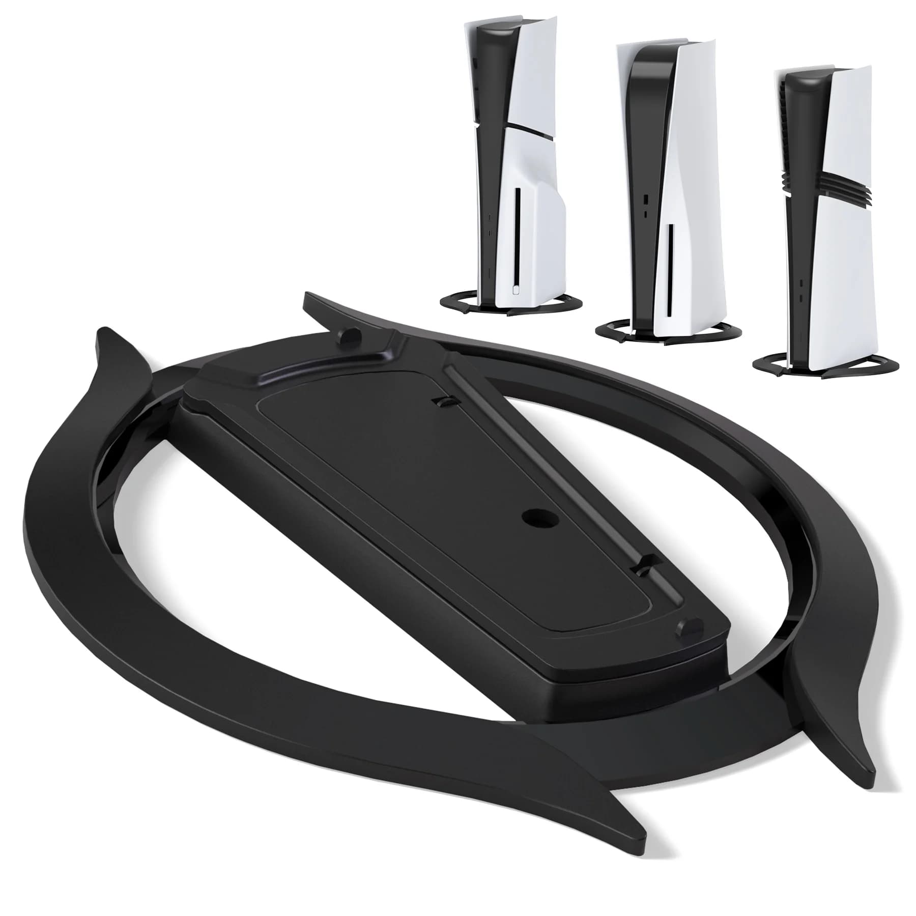 Supporto verticale PlayVital per disco console PS5/Slim/Pro/standard e digitale, accessori base supporto con cuscinetti antiscivolo - Nero