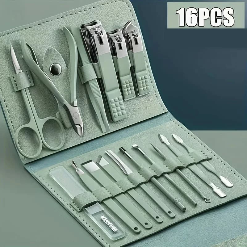 Professional 16-piece nail cutter and pliers for cuticles with travel case Set for manicure Set for pedicure Nail cutter