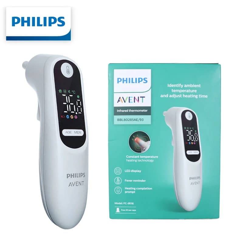 Avent FC-IR116 Infrared Ear Thermometer - 0.1C Accuracy, 3 Age Modes, Body/Object Temp, 30 Memories, LED Display