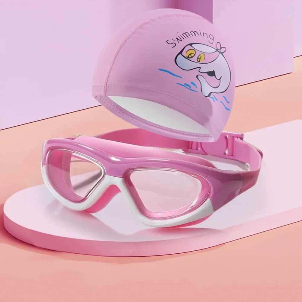 Cuffia da nuoto impermeabile per bambini Protezione per i capelli Visione chiara Occhiali da nuoto per bambini Cuffie da nuoto comode antiappannamento per ragazzi
