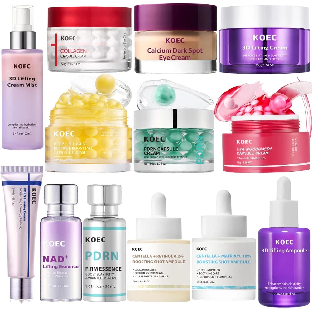 KOEC PDRN Essence Stick Balm + Crema Capsule al Collagene Siero Idratante Rassodante Acido Ialuronico Idratante Riduce le Rughe Skincare