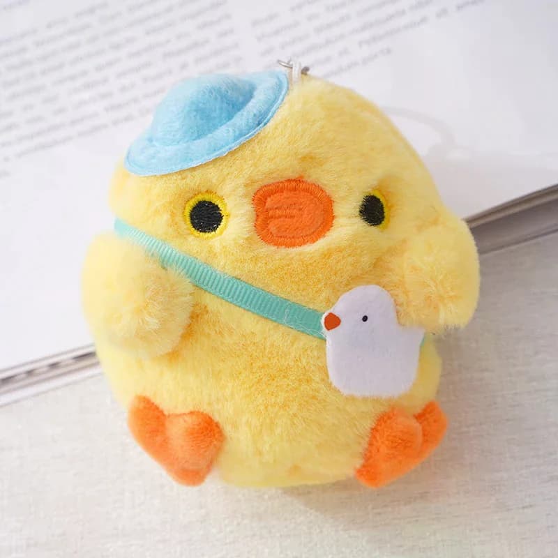 Portachiavi Peluche Piccolo Pollo Giallo da 8 cm, Bambola in Velluto Cristallo, Mini Ciondolo per Borsa, Portachiavi per Coppie, Bambini