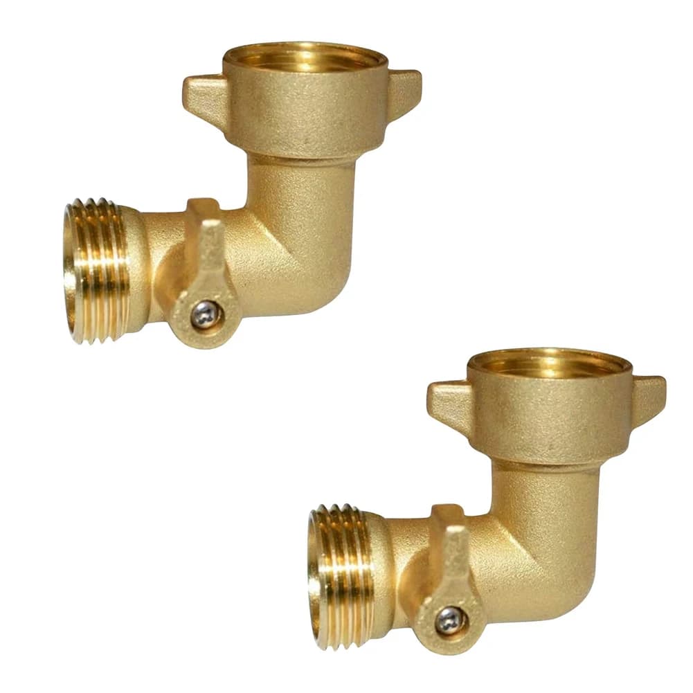Raccordo a gomito a 90 gradi in ottone da 3/4 per tubo da giardino con valvola manuale On/Off per un regolamento affidabile del flusso
