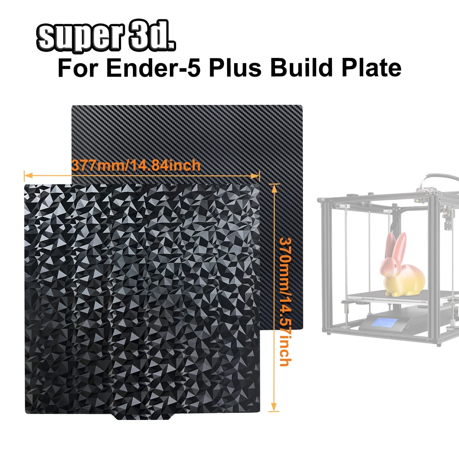 Per Creality Ender 5 Plus Piastra di costruzione 377x370mm Piastra letto magnetica liscia Doppio lato PEO PET Lamiera di acciaio per molle Parte stampante 3D