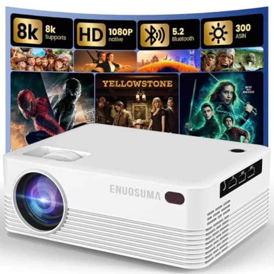 Mini Proiettore H5 Portatile con WiFi e Bluetooth per Home Theater ed Eventi all'Aperto, Supporta Risoluzione 8K