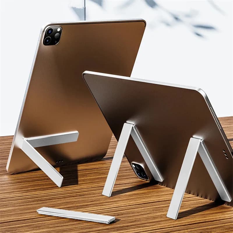 Mini supporto ultrasottile pieghevole in metallo per tablet e staffa per telefono adesivo posteriore supporto da tavolo per cellulare portatile invisibile per iPhone