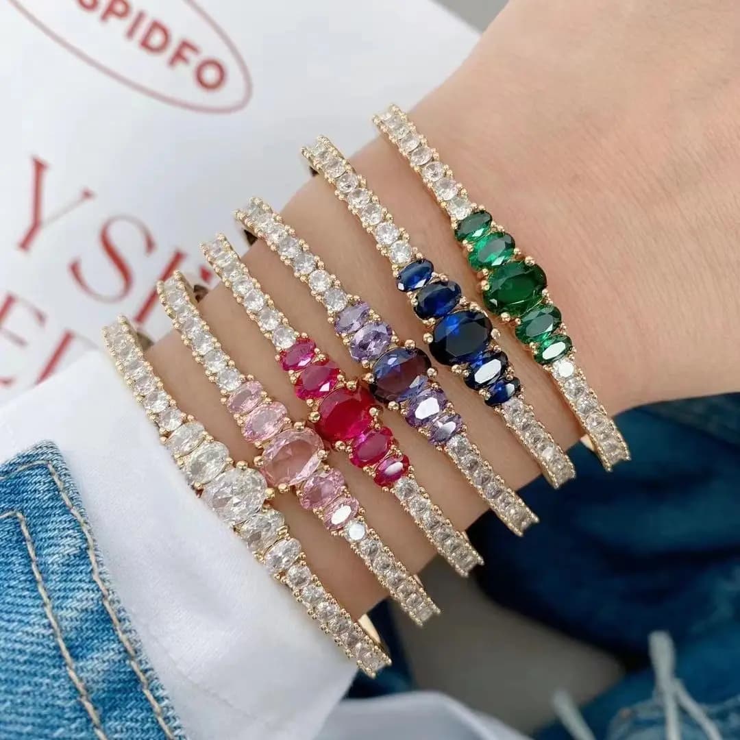 3 pezzi, braccialetti con zirconi geometrici di lusso per donne, braccialetti con polsini in cristallo, gioielli per feste di nozze