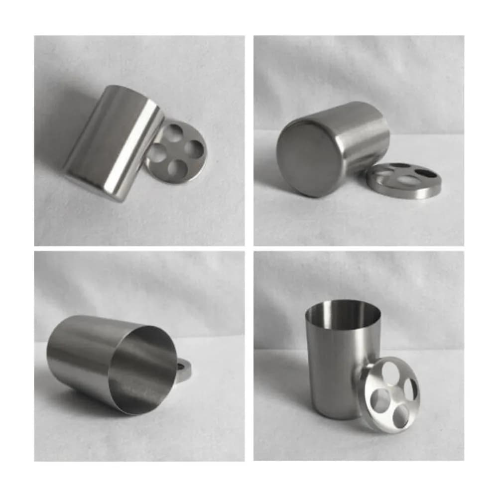 Portaspazzolini Premium in Acciaio Inox 304 con Coperchio a 4 Fori per Conservazione di Dentifricio e Spazzolini, Organizzatore per Bagno