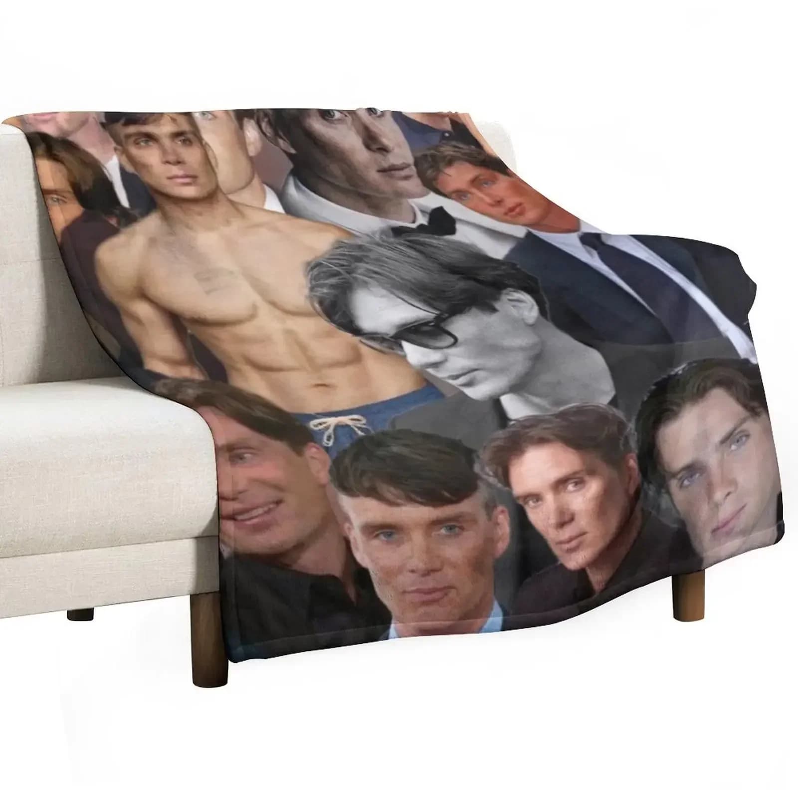 Collage di foto di Cillian Murphy. Coperta morbida, regalo divertente. Coperte di design.
