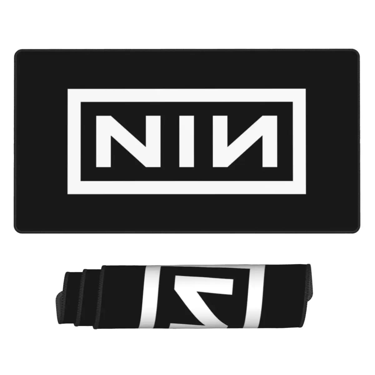 Tappetino per mouse grande con logo NIN Nine Inch Nails, tappetino per PC, laptop, tastiera, accessori per computer, tappetino da scrivania per gaming e ufficio