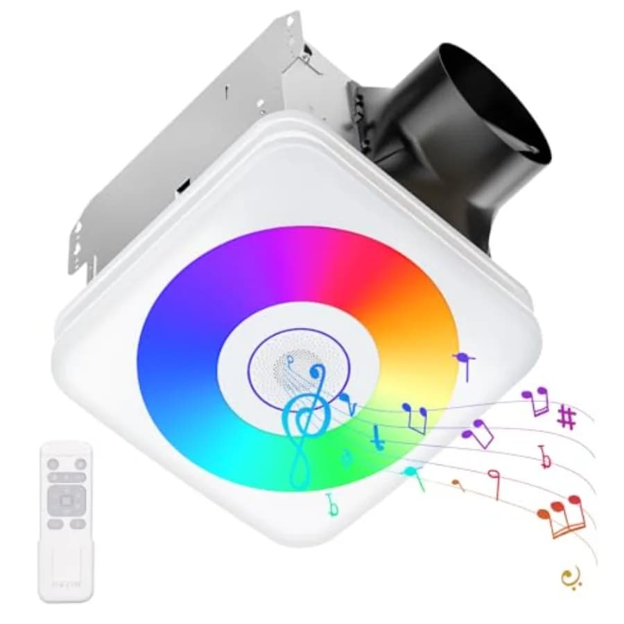 Ventilatore da Bagno 3-in-1 con Altoparlante Bluetooth, Luce LED, 110/160 CFM, Ventilazione Silenziosa, 1500LM, Luce Notturna Regolabile 2700K-6500K