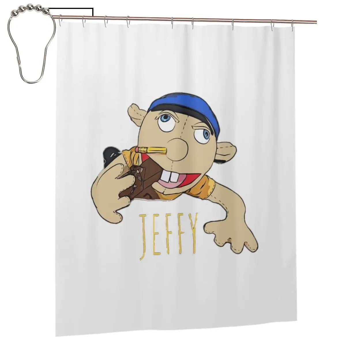 Jeffy il Burattino in Vendita! Tenda da Doccia in Poliestere Impermeabile con Ganci per il Bagno
