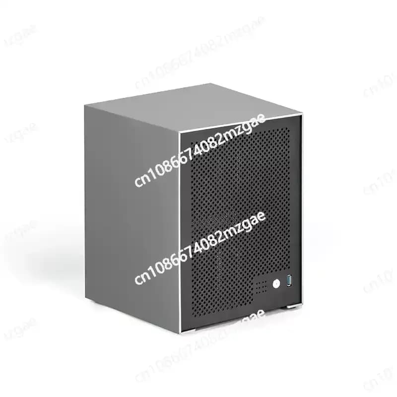 Chassis in Alluminio per NAS a 6 Bay, Alimentatore Compatto 1U ITX a Mezza Altezza PCIe Nero Qunhui per Servizio di Archiviazione File