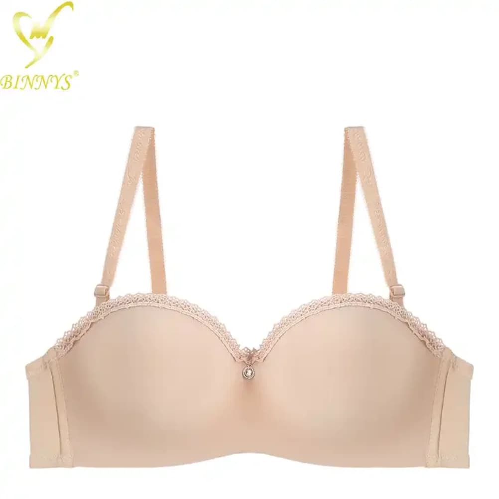 BINNYS Reggiseno senza spalline Reggiseno a coppa B Reggiseno da donna con ferretto da donna in nylon solido traspirante a mezza coppa