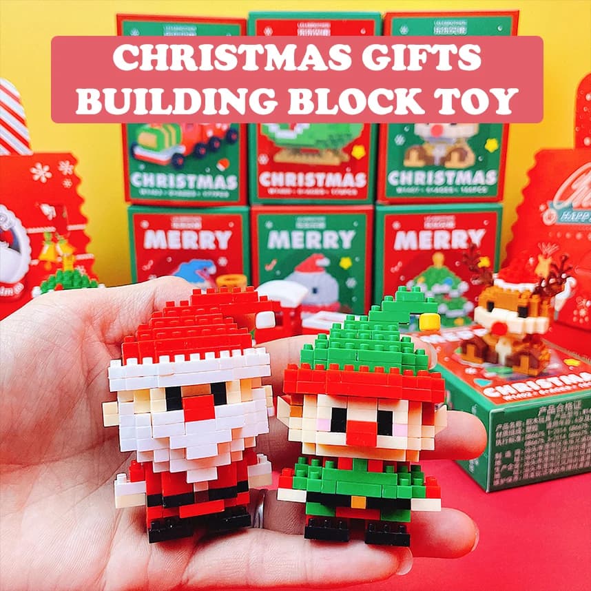 Regali di Natale Serie di micro blocchi di costruzione Puzzle di renne di Babbo Natale assemblaggio di mattoni Decorazione della tavola Giocattoli per bambini