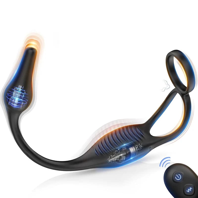 Massaggiatore della prostata Anello vibrante per il pene Plug anale Giocattoli del sesso per gli uomini Giocattoli anali per adulti Anello del pene vibratore telecomandato Butt Plug 18