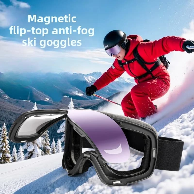 Occhiali da sci Flip-Cover Occhiali da sci magnetici cilindrici a doppio strato antiappannamento antivento Occhiali sportivi per la protezione degli occhi Occhiali da sci innevate