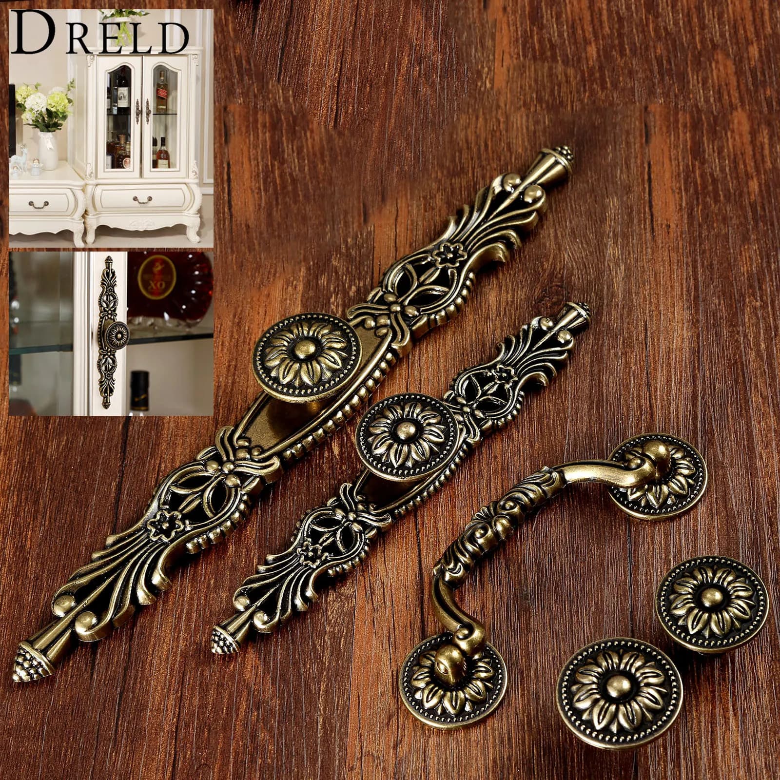 DRELD handle for antique furniture knobs and handles for Vintage cabinet cabinet drawer kitchen knob for furniture Hareware