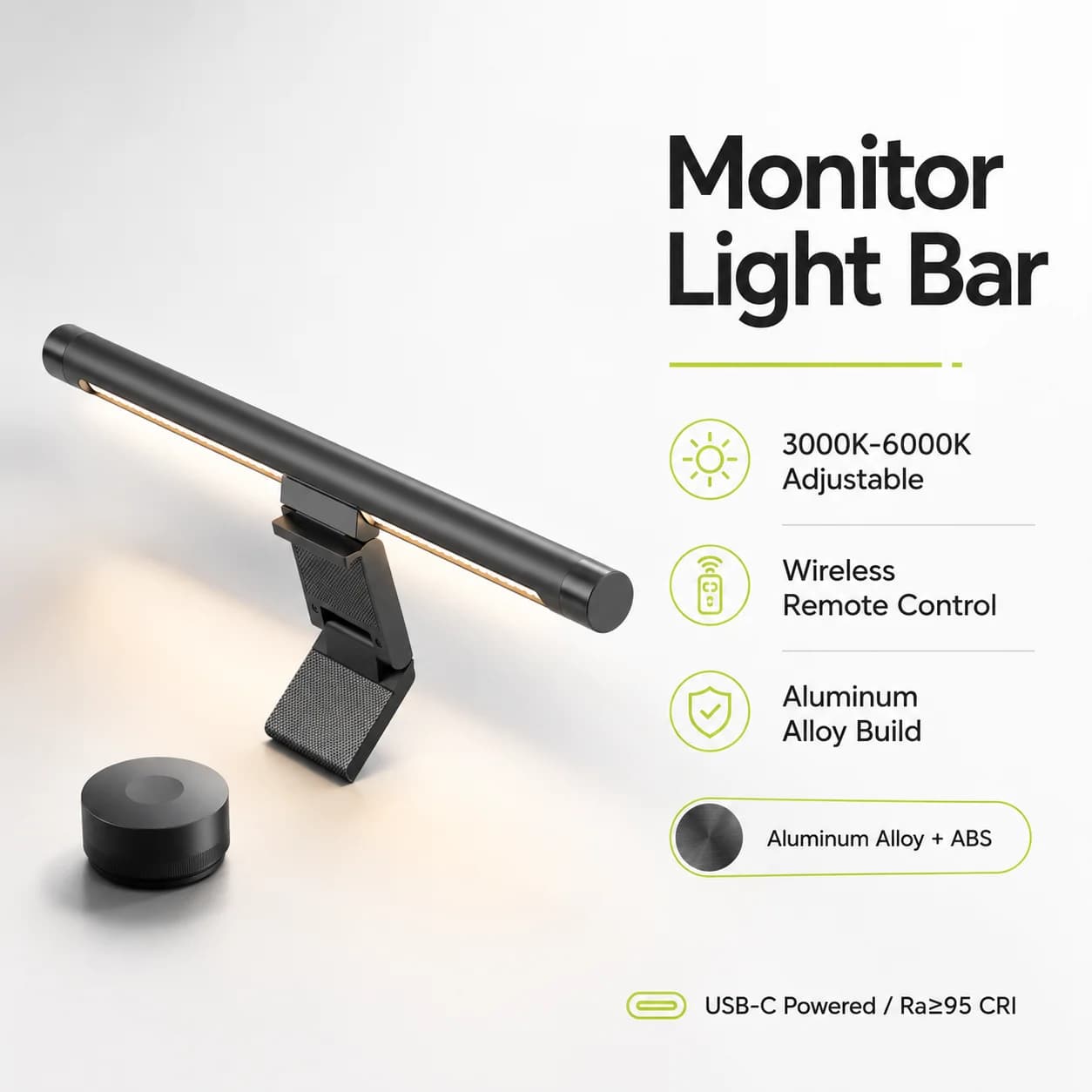 USB-C Monitor Light Bar Screen Hanging Lamp 2.4GHz Wireless Remote Control 3000K-6000K Adjustable Desk Lamp for PC Gaming Office