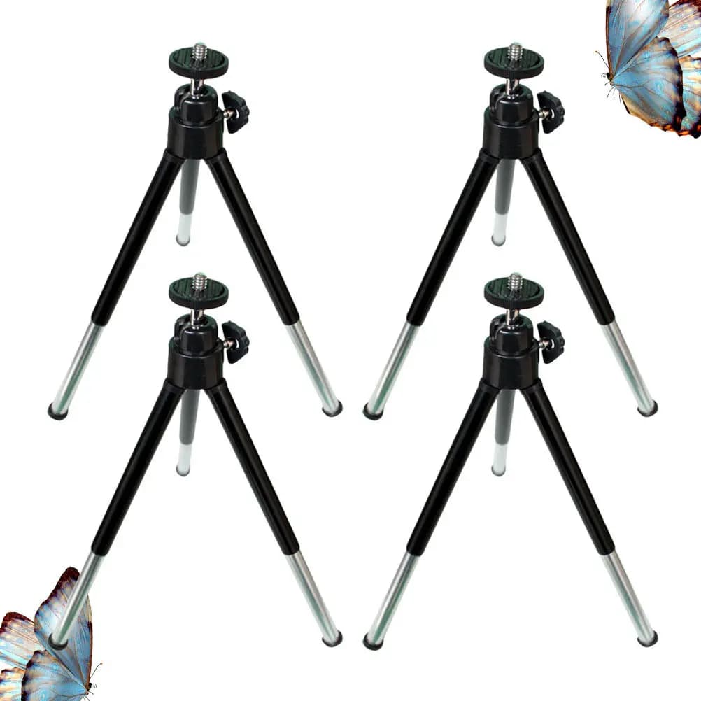 4Pcs Mobile Broadcast Stand Professional Phone Tripod Black Mini Telescopic Two-Segment Small Desktop Holder Multi-Position