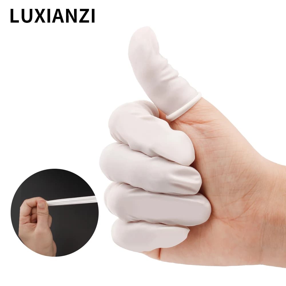 LUXIANZI guanti protettivi antistatici per le dita per guanti per l'estensione delle sopracciglia strumenti per dita in lattice naturale usa e getta