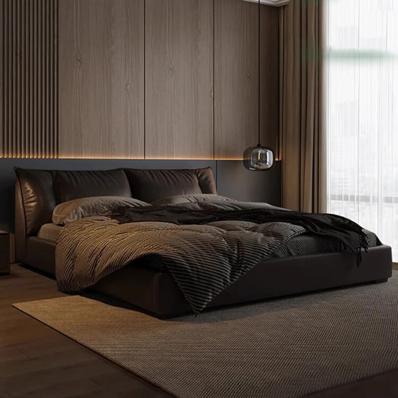 Pavimento Letto di lusso europeo Doppio camera da letto king size Letto in pelle per dormire Semplice salvaspazio Camas De Casal Mobili alla moda