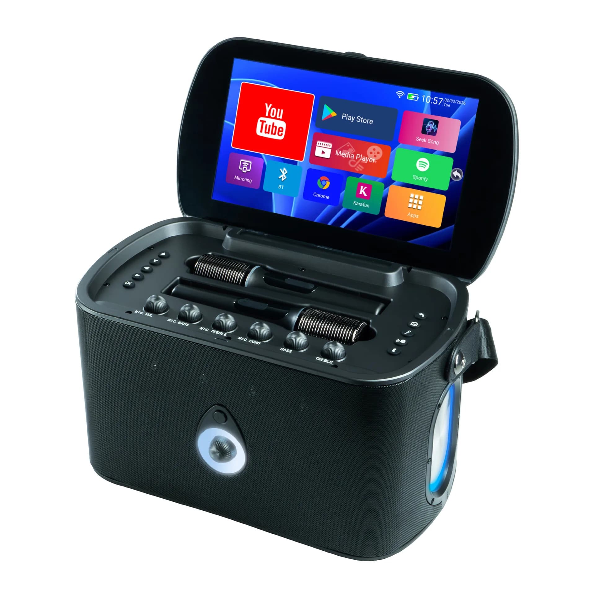 Portable All‑in‑One Karaoke Machine with Video Display Screen Smart Outdoor KTV Speaker Home Family Karaoke System Bluetooth Aud