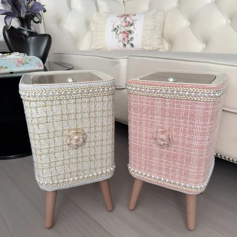 Cestino per la Spazzatura di Lusso Leggero e Profumato per la Casa, con Coperchio a Pressione, di Alto Valore per Soggiorno e Camera da Letto