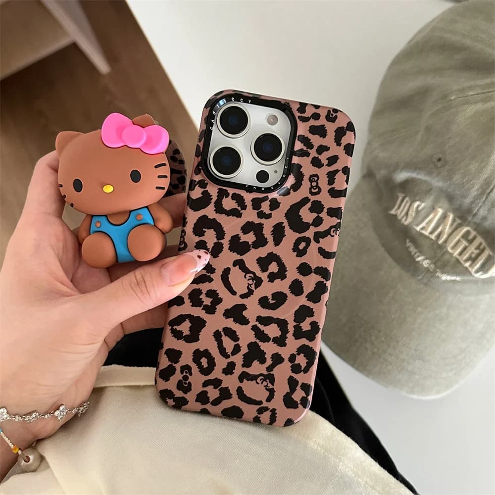 Custodia per telefono con supporto magnetico 3D Hellokitty carina per iPhone 13 14 15 16 Pro Max cover di lusso elegante antiurto Funda protettiva Ca