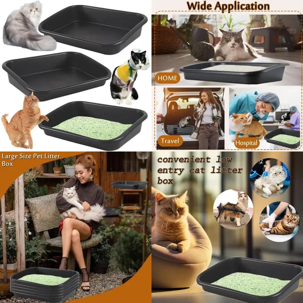 Lettiera Extra Large a Basso Profilo per Gatti Anziani, Facile da Pulire, Ideale per Disabili, Anziani e Gattini (Grigia)