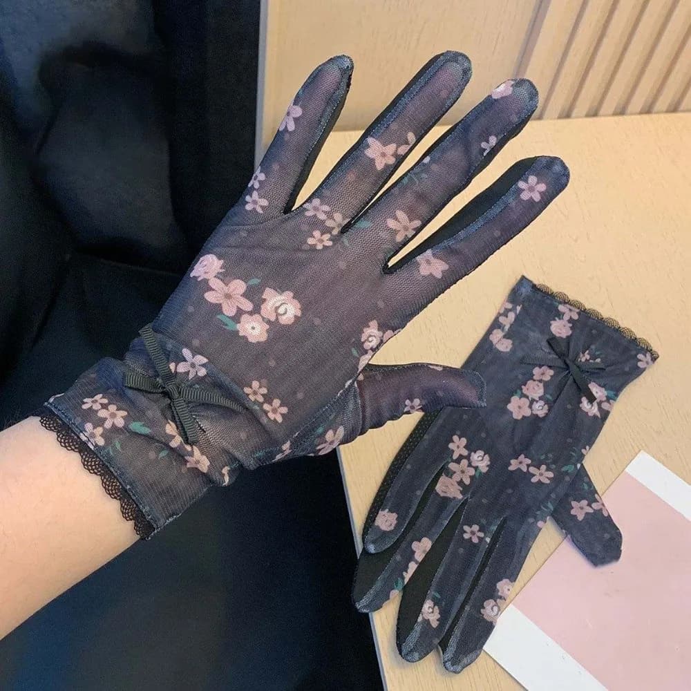 1 paio di guanti traspiranti per protezione solare, guanti in silicone antiscivolo, sottili, in rete di pizzo, protezione solare, guanti estivi ad asciugatura rapida per la guida estiva