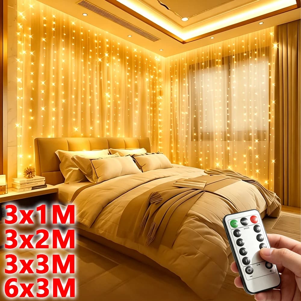 USB with Remote Control Fairy Curtain Lamp 8 Lighting Modes Interior Wall Decoration French Window 2026 Christmas Decoration