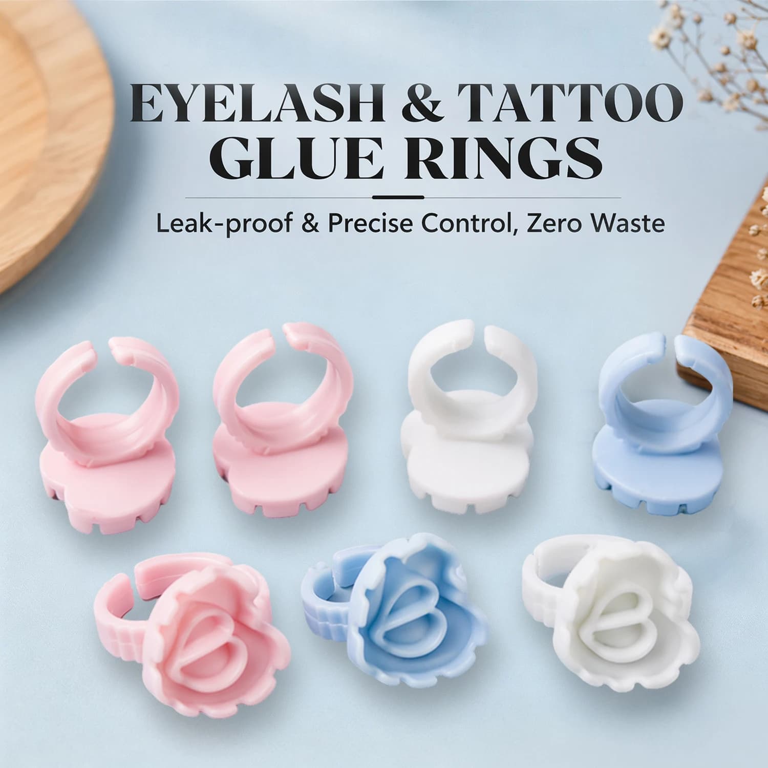 Anelli porta colla per ciglia, regolabili, con doppio slot, design a prova di perdite, 3 colori, per saloni di bellezza e forniture per tatuaggi.