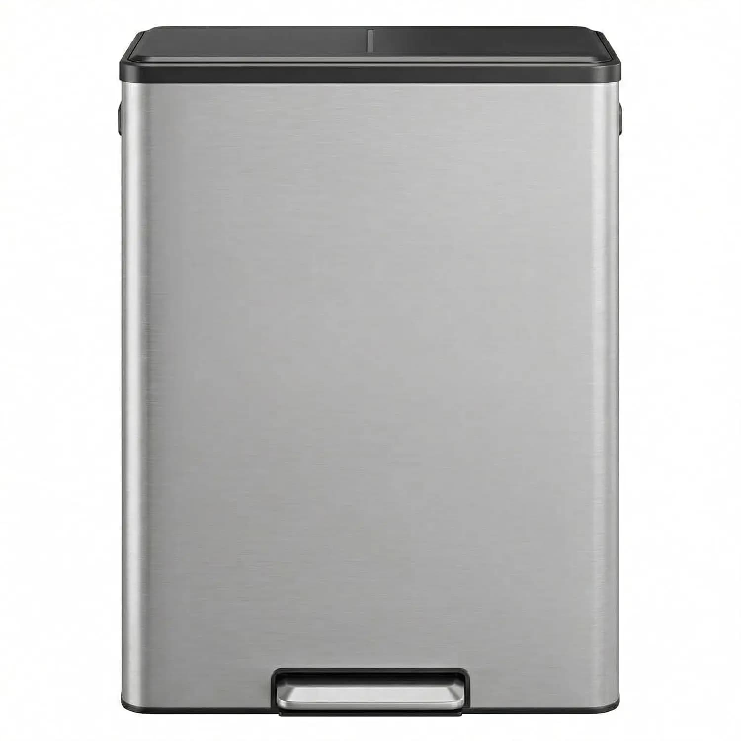 Cestino per Rifiuti a Doppio Scomparto da 60L con Chiusura Silenziosa, Contenitore per Riciclaggio in Acciaio Inox per Cucina e Ufficio, Controllo Odori, Anti-Odore per Animali Domestici, Personalizzabile