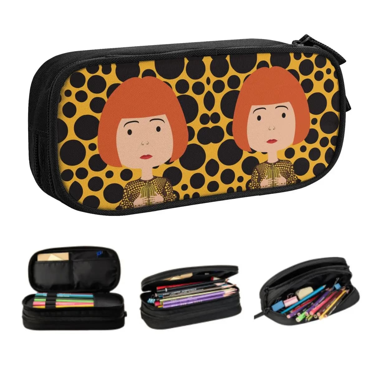 Astuccio coreano personalizzato Yayoi Kusama Halloween per ragazze Ragazzi Estetico Polka Astuccio grande per penne Accessori scolastici