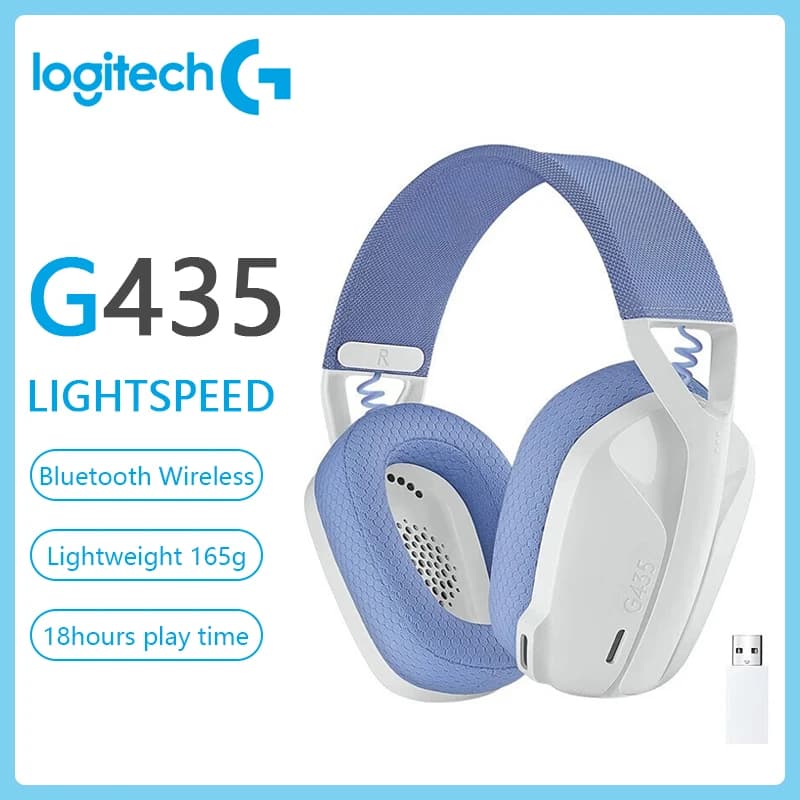 Logitech G435 LIGHTSPEED WIRELESS GAMING HEADSET 7.1 Cuffie da gioco con audio surround Bluetooth compatibili con giochi e musica