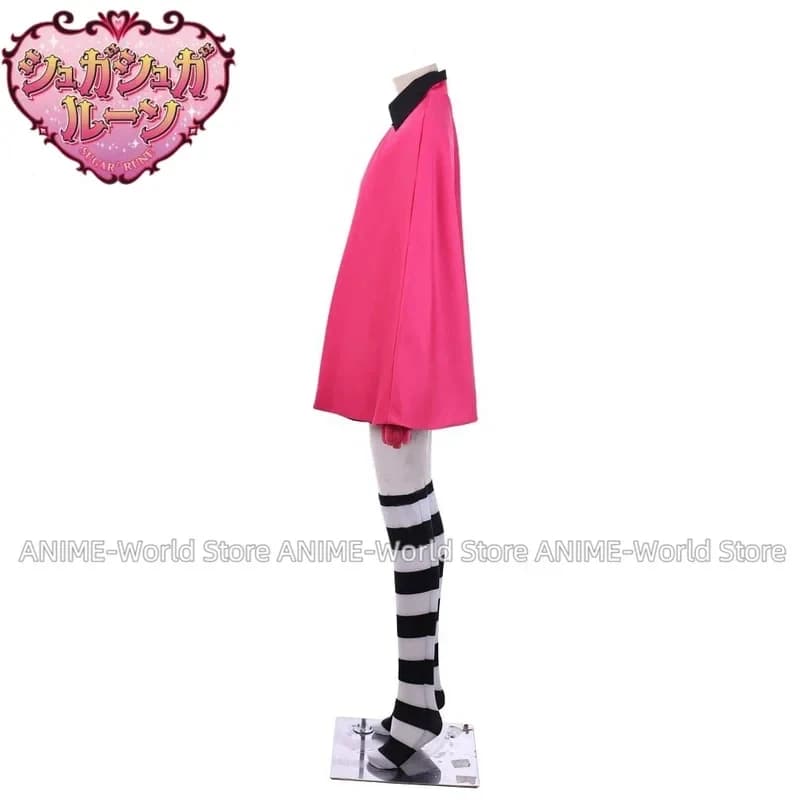 Costume da Strega Rosa per Cosplay con Mantello, Vestito, Guanti, Calze, Cintura e Cappello - Set Completo