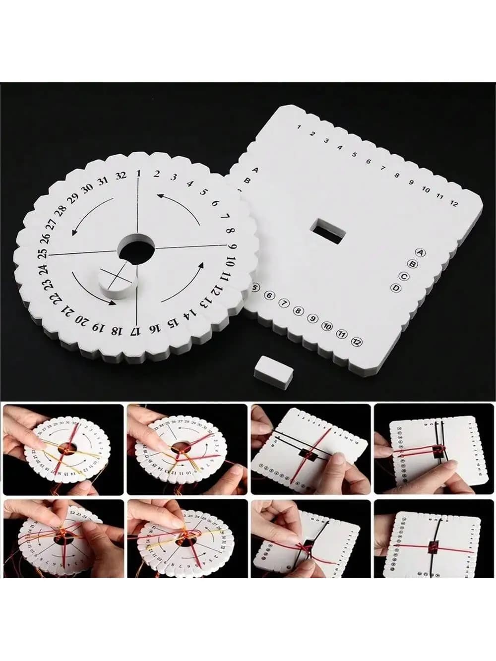 4Pcs Braiding Disk Round Square Kumihimo Beading Cord Disc Braiding Braided Plate DIY Bracelet Loom Weaving Board