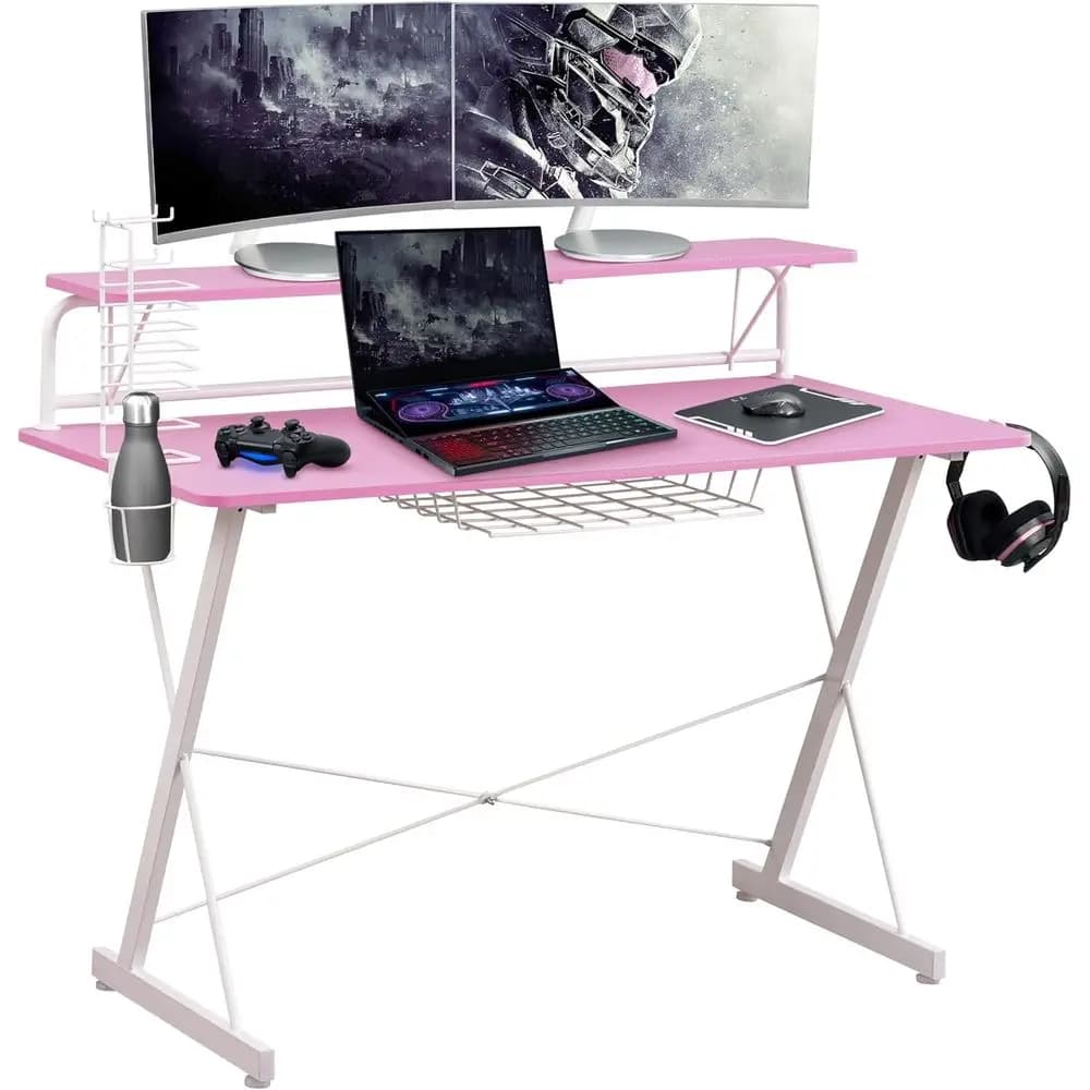 Supporto per Monitor Rialzato con Porta CD, Portabicchieri e Spazio di Archiviazione per Configurazione Completa