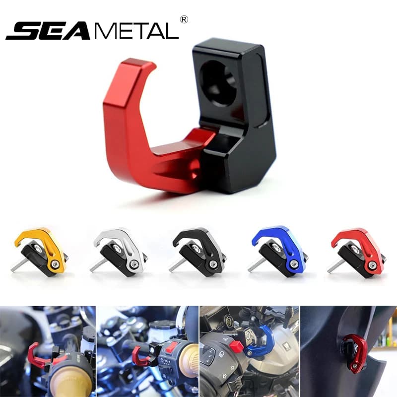 SEAMETAL Gancio portaoggetti per casco moto Supporto per gancio per borsa per bagagli in lega di alluminio Borsa per casco per scooter per moto Ganci per gancio per gadget