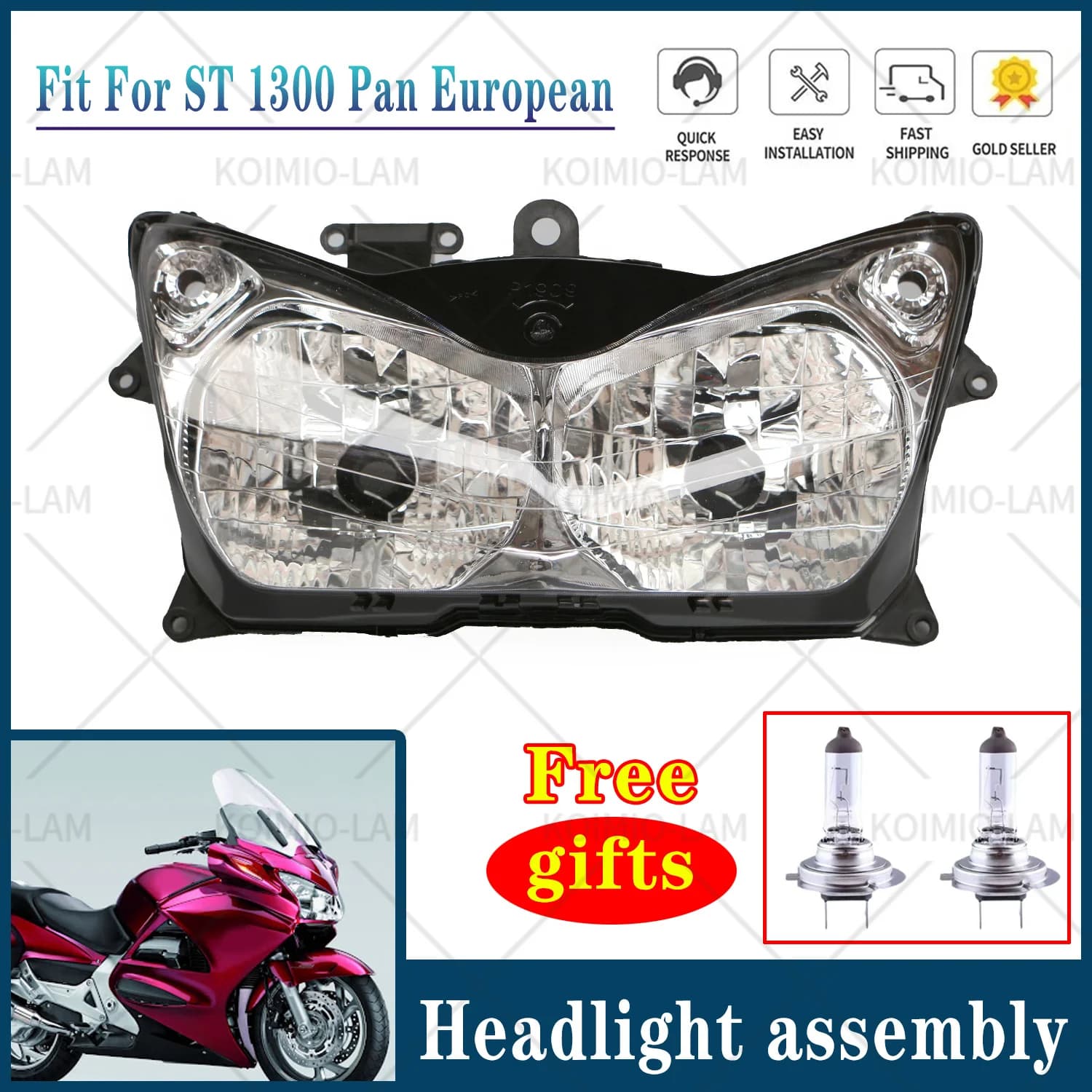 Faro Anteriore per Moto HONDA ST 1300 Pan European 2002 - 2018 ST1300, Gruppo Ottico Completo 2009 2011 2012 2013 2014