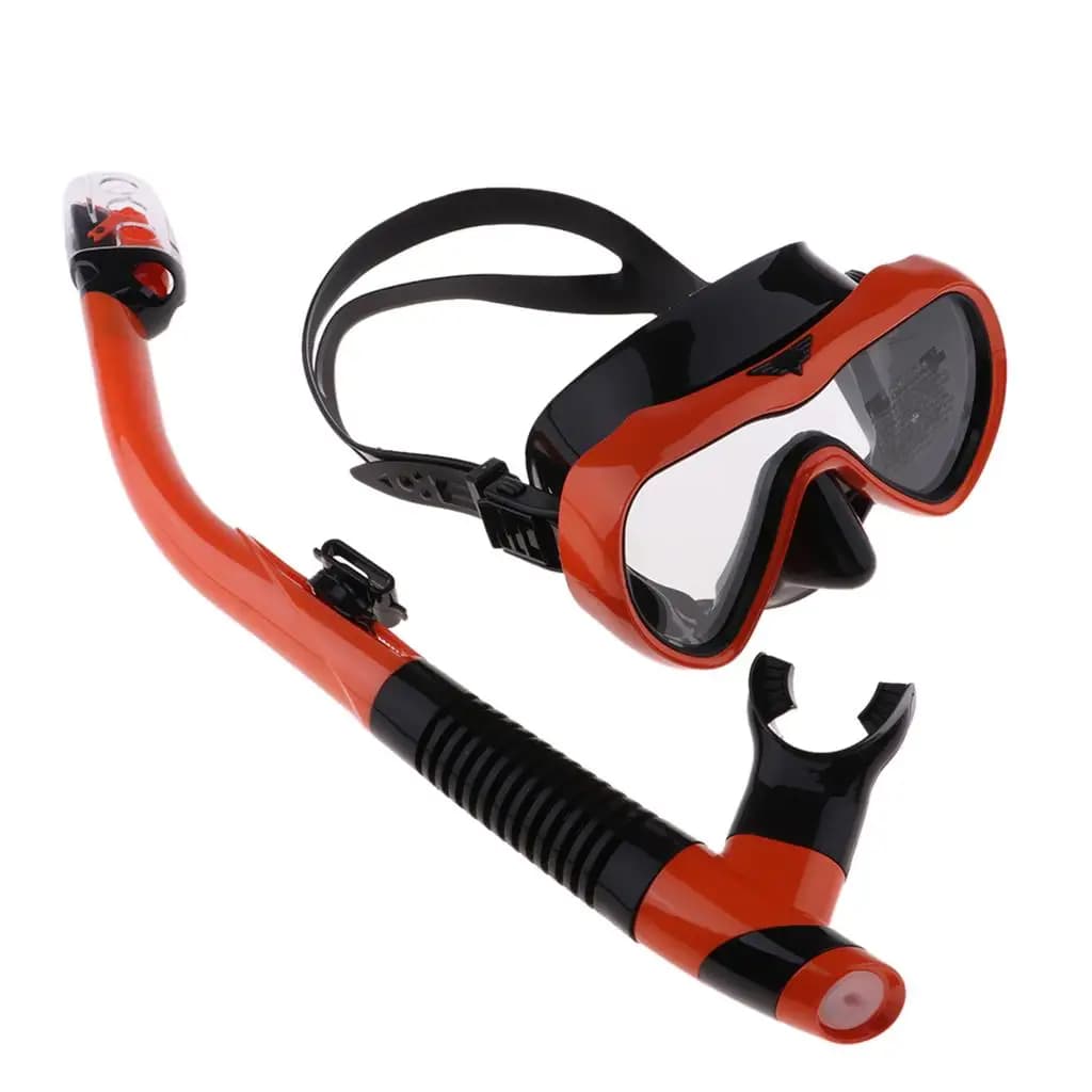 Dry Snorkeling Set Tempered Glass Underwater Mask Swimwear with Lens