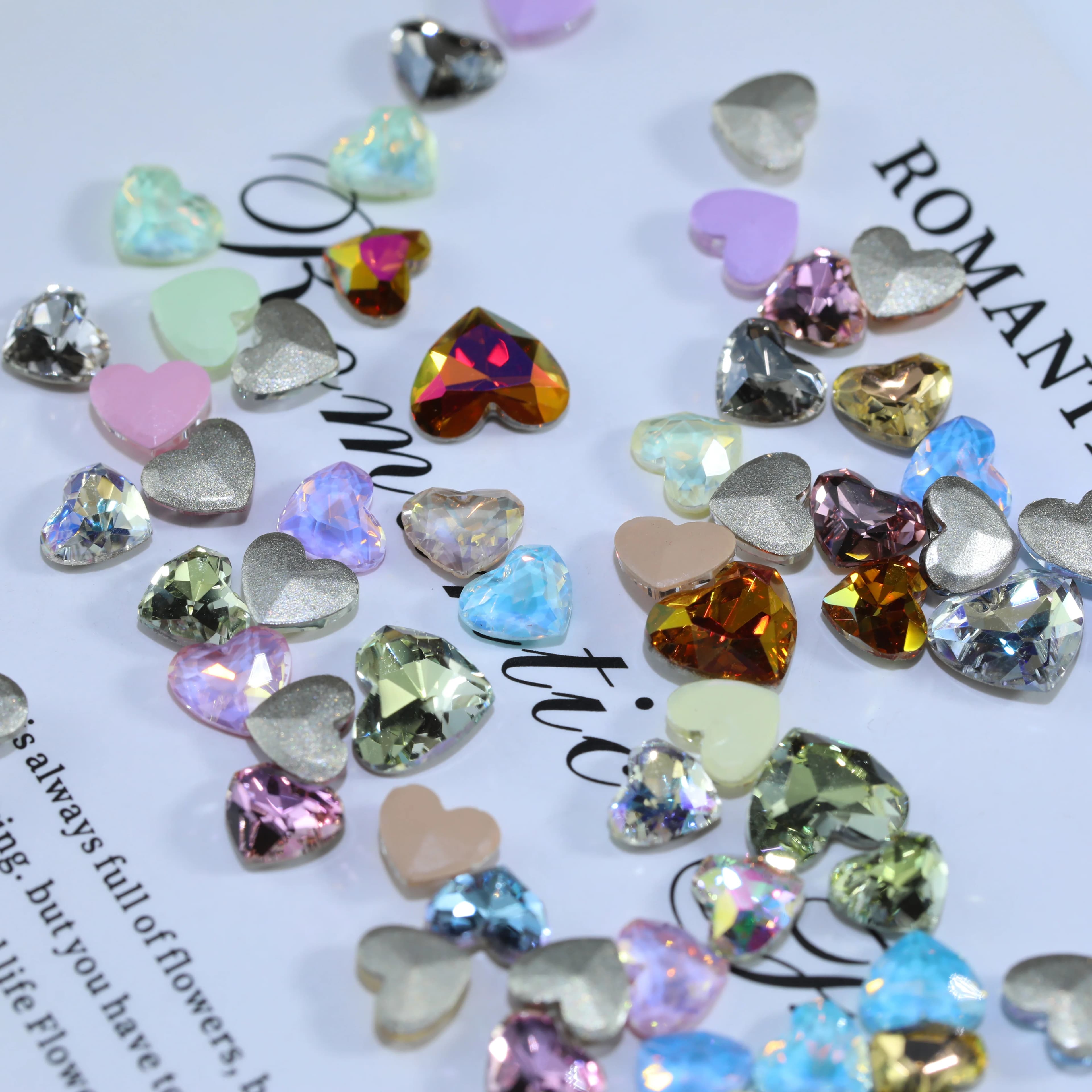 Heart Flat Back Bevel Edge Plus Rhinestones Shiny Crystal Fancy Stones For Nail Art Bags Wedding Dress DIY Handcraft Decoration
