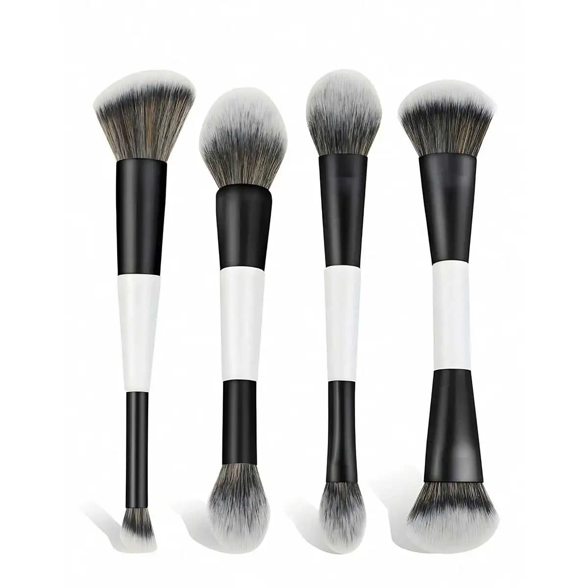 Set di pennelli per trucco a doppia punta da 4 pezzi. Pennelli multifunzionali per fondotinta, blush, cipria, illuminante, contouring e correttore